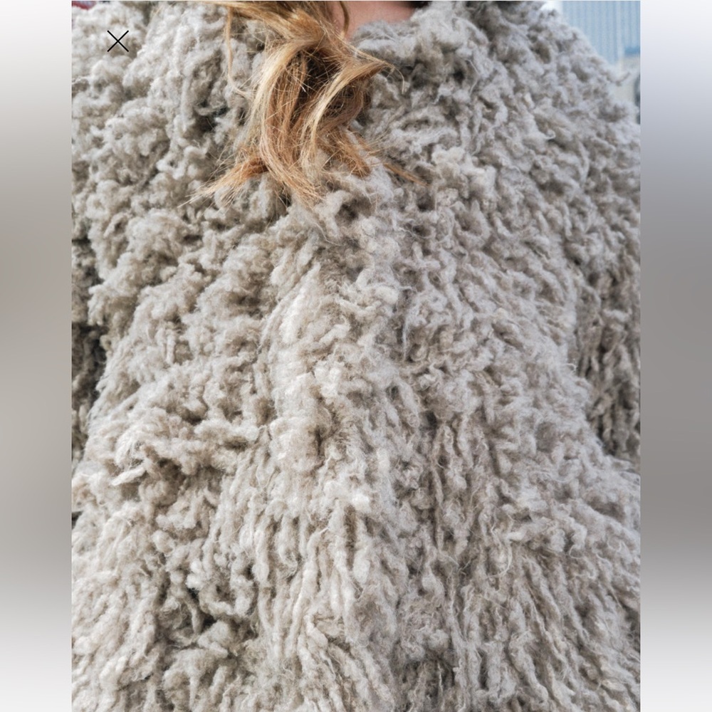ZARA FAUX FUR KNIT JACKET 4938/102 SMALL MINK BEIGE CARDIGAN COAT TEDDY SHERPA - Picture 3 of 13